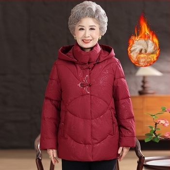 Női kapucnis téli kabát vastag töltéssel, cipzár (Fő anyag: poliészter rost 30-50%; Töltet: imitált selyem-pamut)