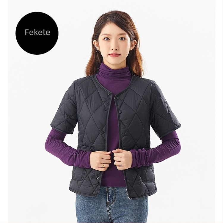 Női otthoni pamut-töltéses mellény Silk-Cotton töltettel, Chenille anyag, Spandex tartalommal, polo gallér, ujjatlan, közepes vastagság