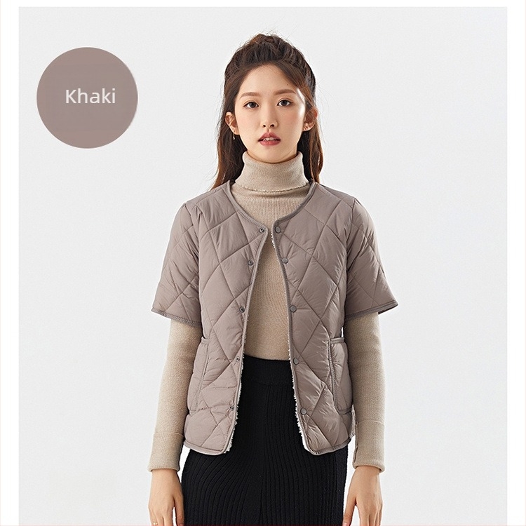 Női otthoni pamut-töltéses mellény Silk-Cotton töltettel, Chenille anyag, Spandex tartalommal, polo gallér, ujjatlan, közepes vastagság