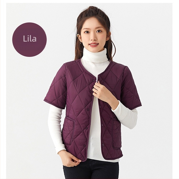 Női otthoni pamut-töltéses mellény Silk-Cotton töltettel, Chenille anyag, Spandex tartalommal, polo gallér, ujjatlan, közepes vastagság