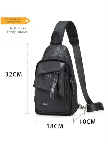 Új férfi crossbody táska vízálló anyagból, sok zseb, nagy kapacitás, divatos és kiváló minőségű