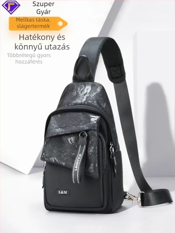 Új férfi crossbody táska vízálló anyagból, sok zseb, nagy kapacitás, divatos és kiváló minőségű