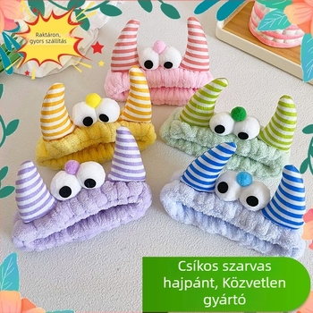 Rajzfilmszerű női hajpánt textil anyagból, állat-/állatövi mintával, arcápolásra (arcmosás, sminklemosás)