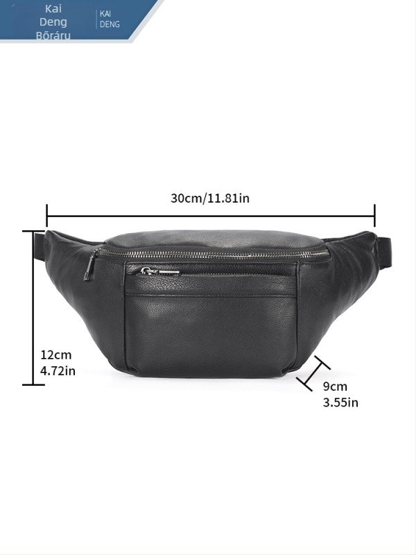 Kayden Leather férfi deréktáska valódi bőrből, egyszínű kialakítás, telefont és tabletet tartó rekesz, lélegző, antibakteriális, kopásálló élvédő, poliészter bélés