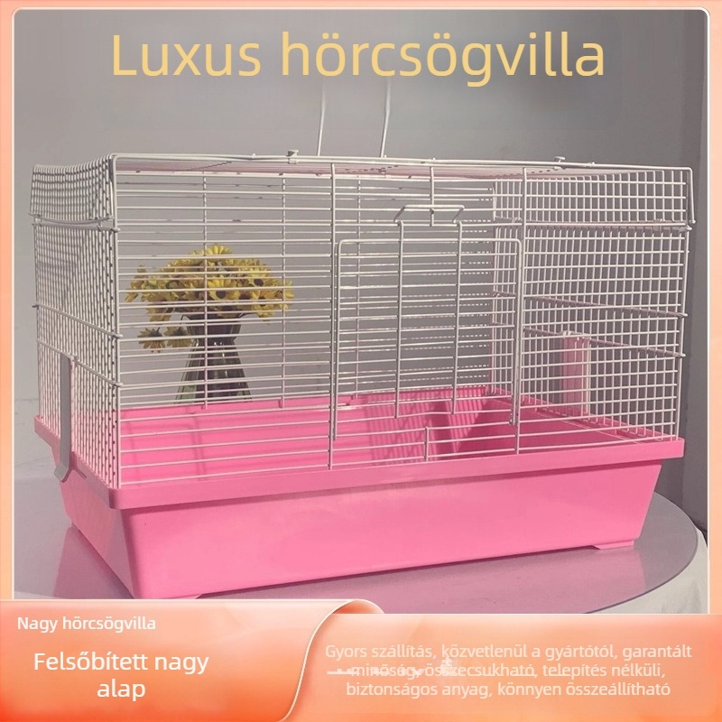 Hamsterketrec, téglalap alakú, vasból készült, beltéri használatra, könnyen tisztítható, szellőző