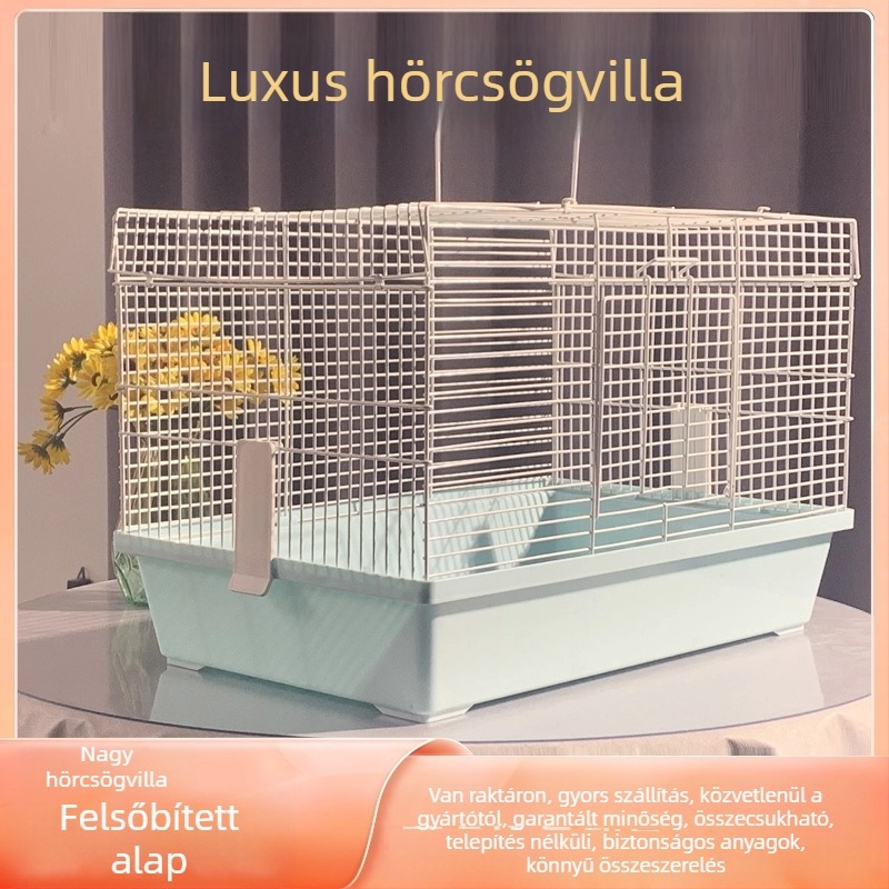 Hamsterketrec, téglalap alakú, vasból készült, beltéri használatra, könnyen tisztítható, szellőző
