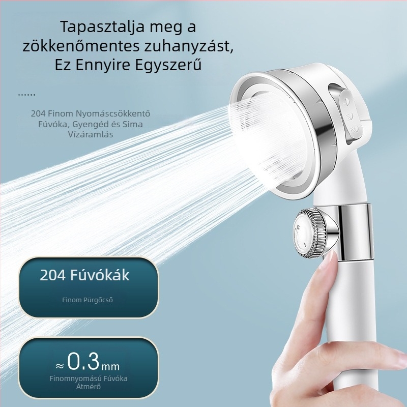 Egyrészes, hét sebességű kézi zuhanyfej, ABS anyag, falra szerelt, eső funkció