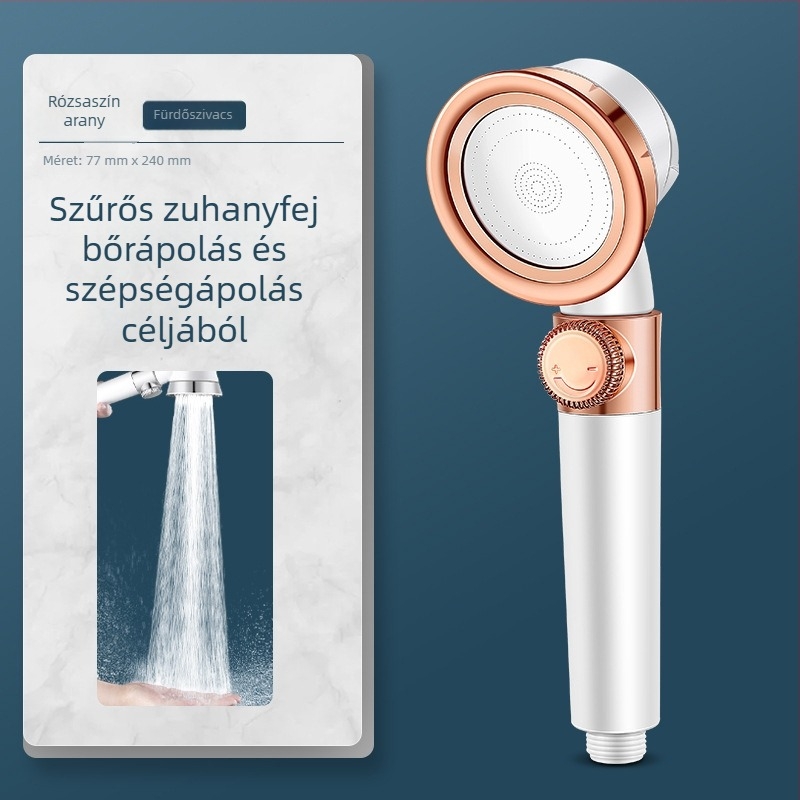 Egyrészes, hét sebességű kézi zuhanyfej, ABS anyag, falra szerelt, eső funkció