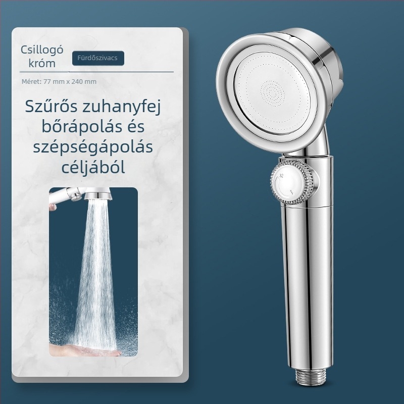 Egyrészes, hét sebességű kézi zuhanyfej, ABS anyag, falra szerelt, eső funkció