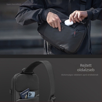 Férfi crossbody táska - városi minimalist stílus, vízálló, 11 hüvelykes laptop/tablettával kompatibilis, nagy kapacitás