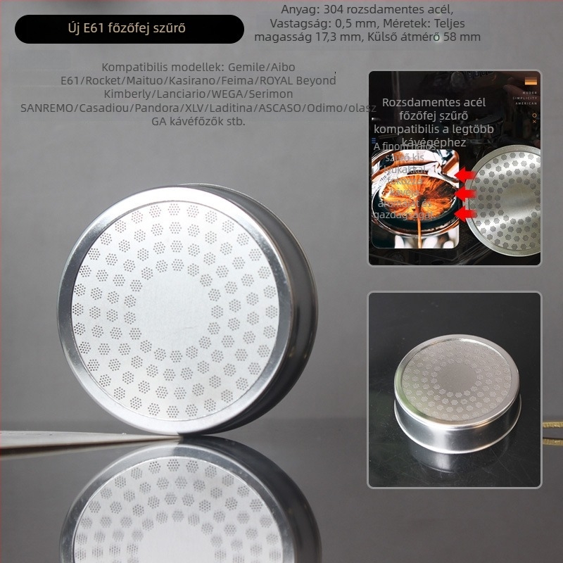 Espresso gép: főzőfej vízelosztó képernyő, szűrő; 304 rozsdamentes acél, modern minimalist design, egyszerű stílus