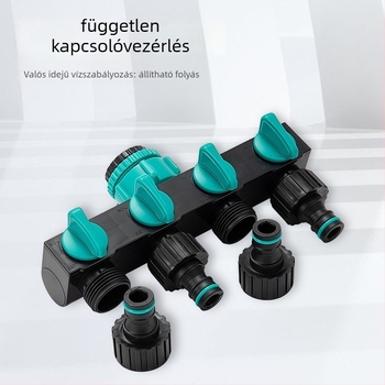 Négyutas víz elosztó szeleppel és gyorscsatlakozóval, bemenet 1, kimenet 4, mezőgazdasági öntözéshez