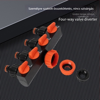 Négyutas víz elosztó szeleppel és gyorscsatlakozóval, bemenet 1, kimenet 4, mezőgazdasági öntözéshez