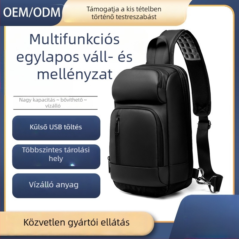 Férfi mellkas táska crossbody — vízálló PVC, Sheen márka, üzleti út stílus
