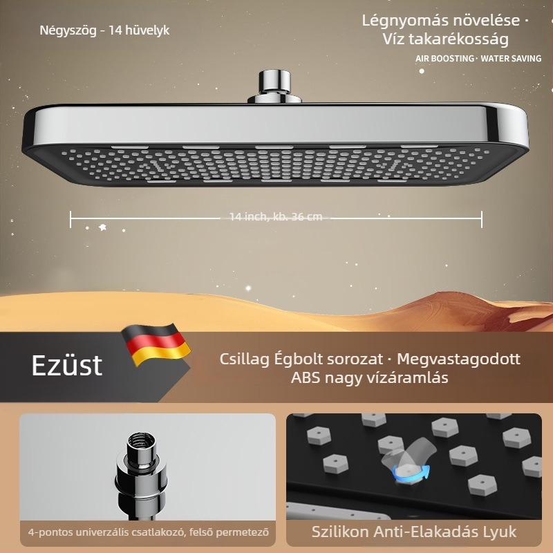 Felső permetezésű zuhanyfej, eső funkció, ABS, modell H31, csavaros csatlakozás