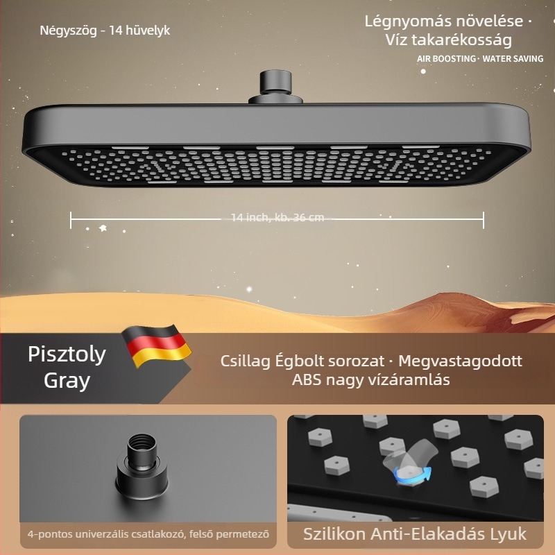 Felső permetezésű zuhanyfej, eső funkció, ABS, modell H31, csavaros csatlakozás