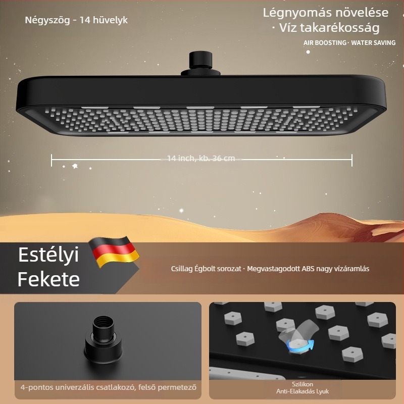Felső permetezésű zuhanyfej, eső funkció, ABS, modell H31, csavaros csatlakozás