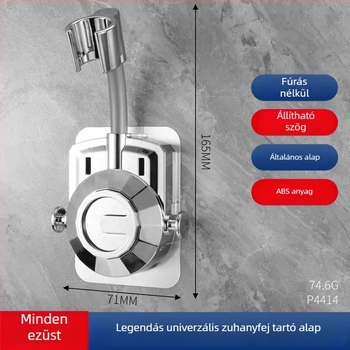 Zuhanyfej tartó, univerzális, fúrás nélküli, szívókorong, állítható alap, ABS