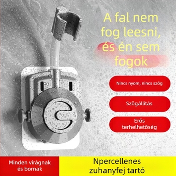 Zuhanyfej tartó, univerzális, fúrás nélküli, szívókorong, állítható alap, ABS
