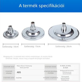 Zuhanyfej ABS műanyagból, krómozott felülettel, felső permetezés, kerek kialakítás, modell SW-3021/3008-6/3008-8