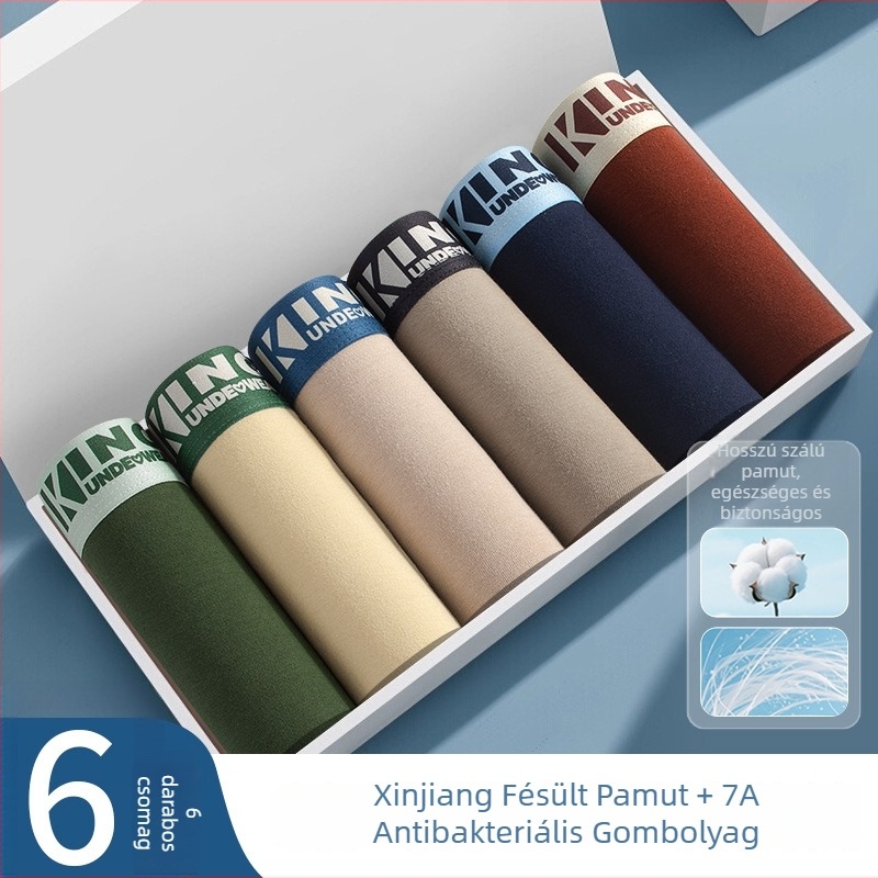 Férfi pamut boxer brief – lélegző, antibakteriális, középmagas derekú, ágyéktáji bélés viszkózzal