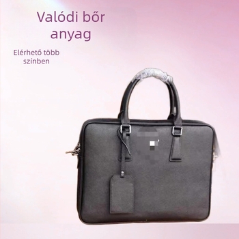 Valódi bőr üzleti aktatáska – első réteg marhabőrből, egyszínű minta, belső nylon bélés, stílus: Üzleti elit