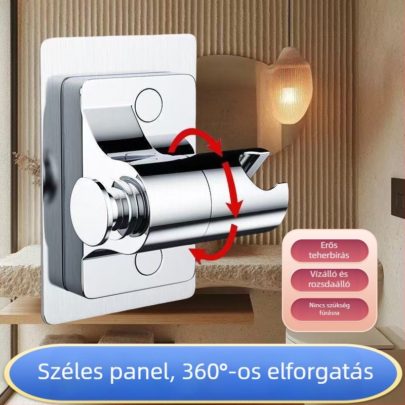 Állítható zuhanytartó, fúrás nélküli falra szerelhető, 360°-os forgó fej tartó