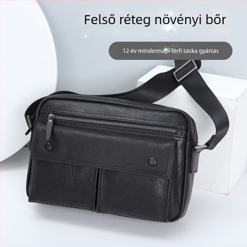 Férfi keresztpántos bőrtáska, valódi bőrből, növényi pácolt bőr, üzleti utak stílus, kopásálló, 8 hüvelykes laptophoz