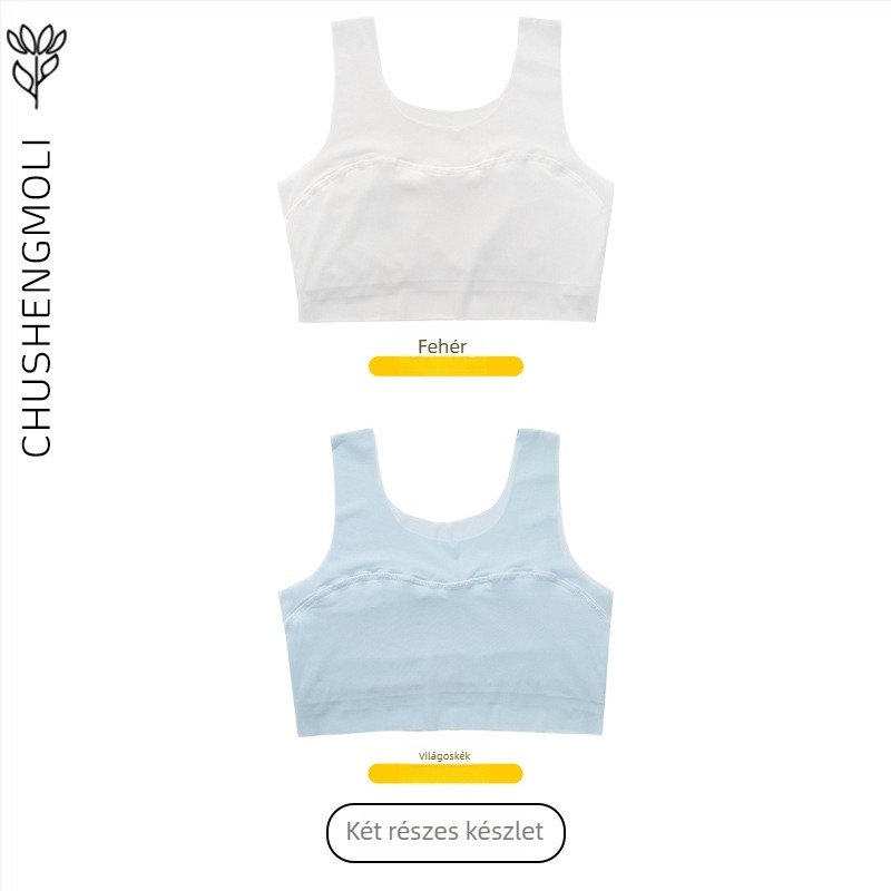 Lányok edzőmelltartója 9–13 éveseknek, nylon anyagból, spandex bélés, teljes kosár, ultra vékony formázott kosár, fix dupla vállpántok, légáteresztő és kényelmes.