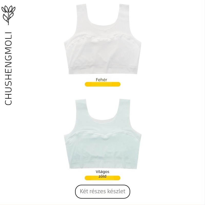 Lányok edzőmelltartója 9–13 éveseknek, nylon anyagból, spandex bélés, teljes kosár, ultra vékony formázott kosár, fix dupla vállpántok, légáteresztő és kényelmes.