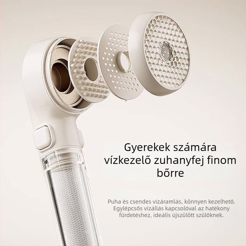 Gyerek zuhanyfej szűrővel és mikro buborékokkal, hordozható ABS kivitel, modell B2016, 0–80°C, 10 kgf