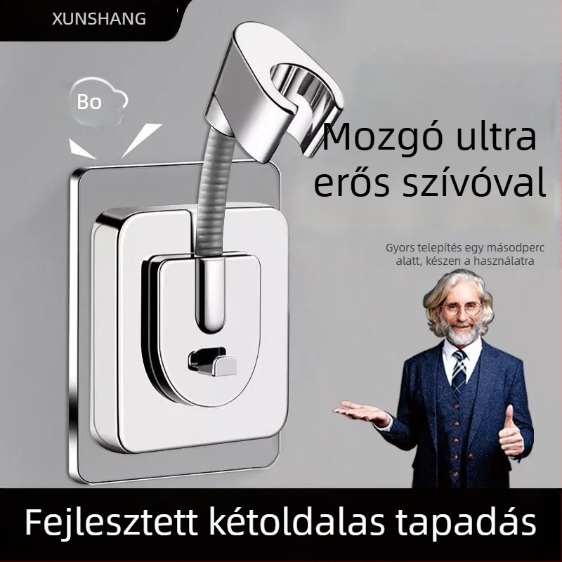 Zuhanyfej tartó, fúrás nélküli, ABS anyag, univerzális négypontos interfész