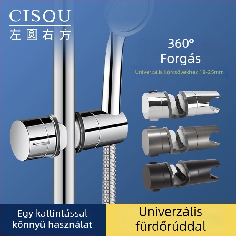 Fúrás nélküli zuhanytartó állítható emelőrúddal és csúszó hüvellyel – ABS, modell Punch-free shower bracket sliding sleeve hanger; rögzítés csíptetővel, 0–100°C, 1.6 MPa