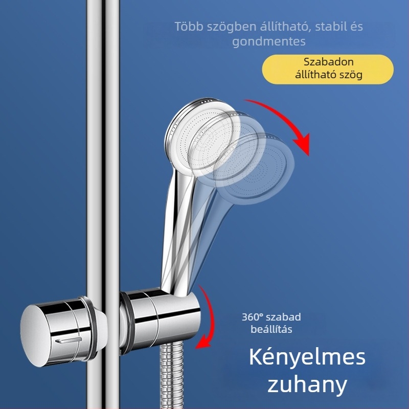 Fúrás nélküli zuhanytartó állítható emelőrúddal és csúszó hüvellyel – ABS, modell Punch-free shower bracket sliding sleeve hanger; rögzítés csíptetővel, 0–100°C, 1.6 MPa