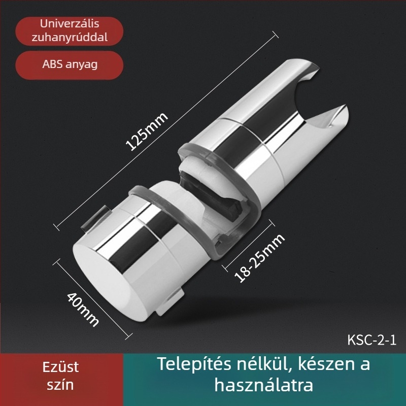 Fúrás nélküli zuhanytartó állítható emelőrúddal és csúszó hüvellyel – ABS, modell Punch-free shower bracket sliding sleeve hanger; rögzítés csíptetővel, 0–100°C, 1.6 MPa