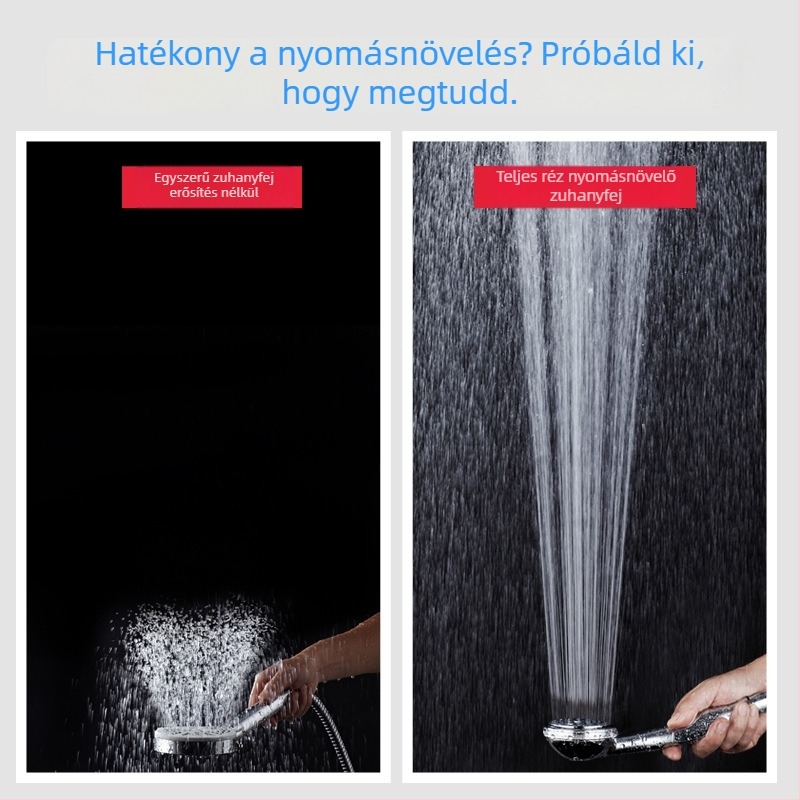 Réz zuhanyfej készlet, eső funkció, spirálisan szerelés, THS01 modell, 1.2 MP