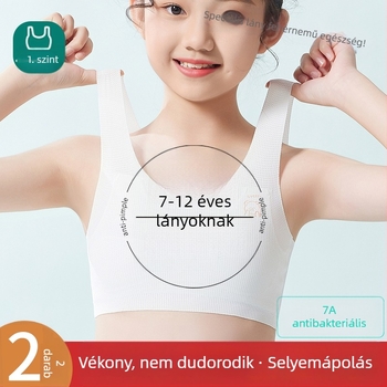 Lányoknak készült melltartó-vest nylonból, teljes kosár, vékony formázott kosár, 9–13 év, rögzített dupla vállpánt, viszkóz bélés