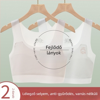 Lányoknak készült melltartó-vest nylonból, teljes kosár, vékony formázott kosár, 9–13 év, rögzített dupla vállpánt, viszkóz bélés