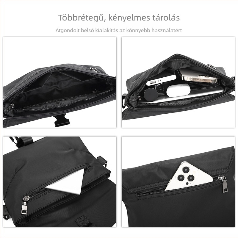 Férfi oldaltáska – street-trend stílus, nylon anyag, vízálló, terheléscsökkentő kialakítás, 10 hüvelykes laptop fér el, End&start