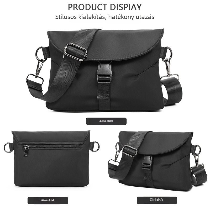Férfi oldaltáska – street-trend stílus, nylon anyag, vízálló, terheléscsökkentő kialakítás, 10 hüvelykes laptop fér el, End&start