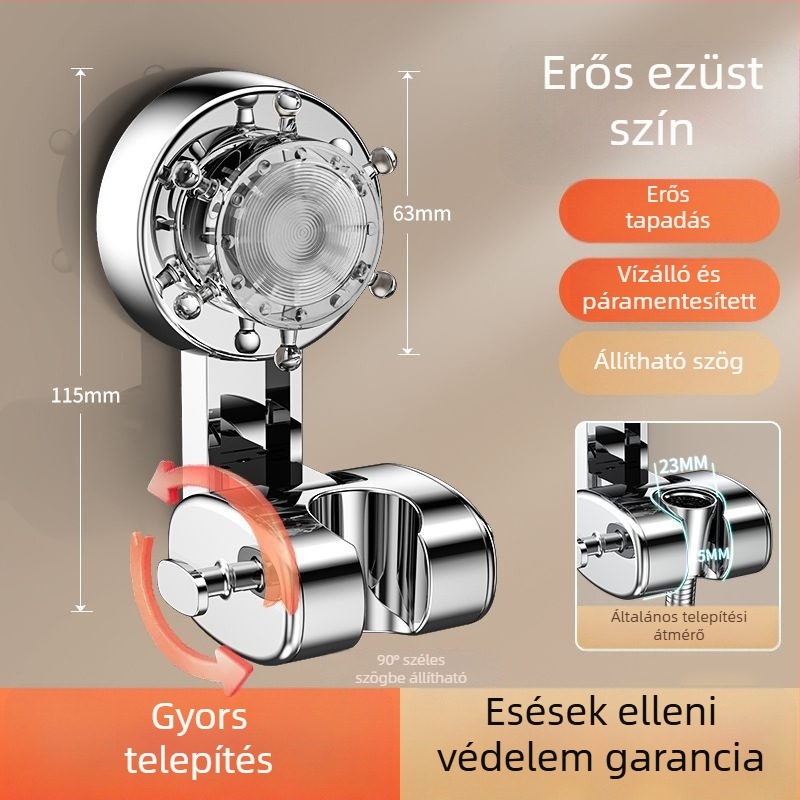 Zuhanyfej tartó szívóval, fúrás nélküli rögzítés, állítható XP01 — ABS, elektroplakolás, tartomány -20°C-tól 100°C-ig, nyomás 0,56 MPa
