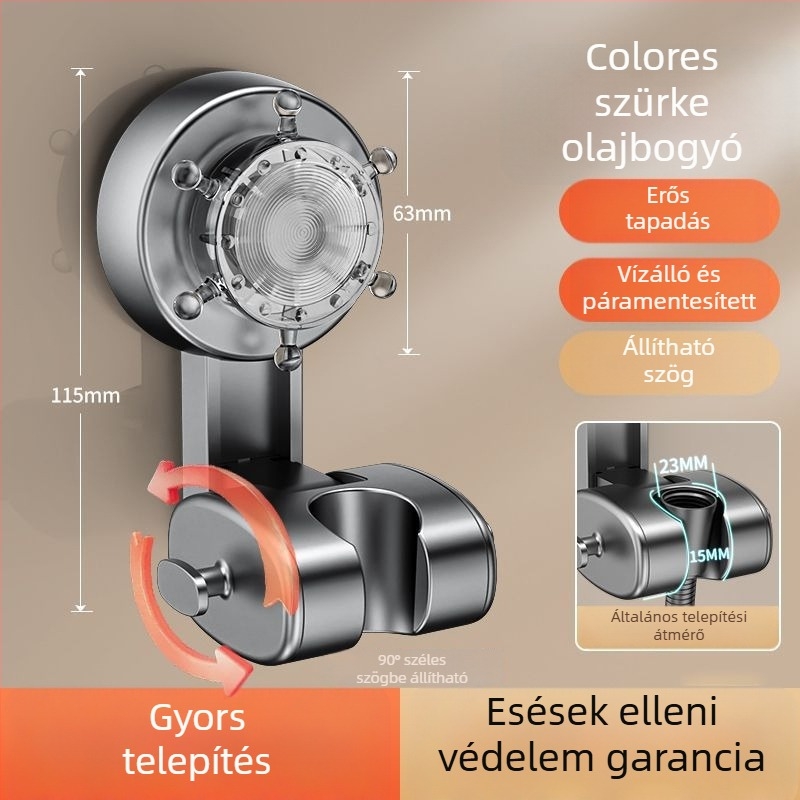 Zuhanyfej tartó szívóval, fúrás nélküli rögzítés, állítható XP01 — ABS, elektroplakolás, tartomány -20°C-tól 100°C-ig, nyomás 0,56 MPa