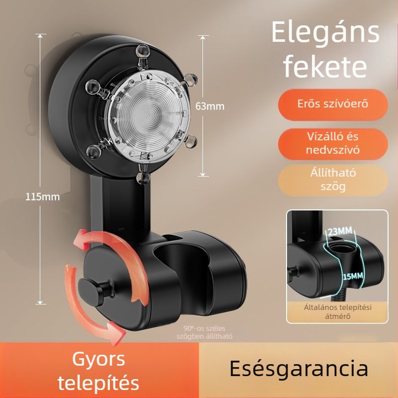 Zuhanyfej tartó szívóval, fúrás nélküli rögzítés, állítható XP01 — ABS, elektroplakolás, tartomány -20°C-tól 100°C-ig, nyomás 0,56 MPa