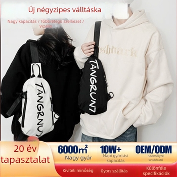 Férfi keresztpántos válltáska, street-stílus, nylon, ultra könnyű, egyszínű minta, poliészter bélés