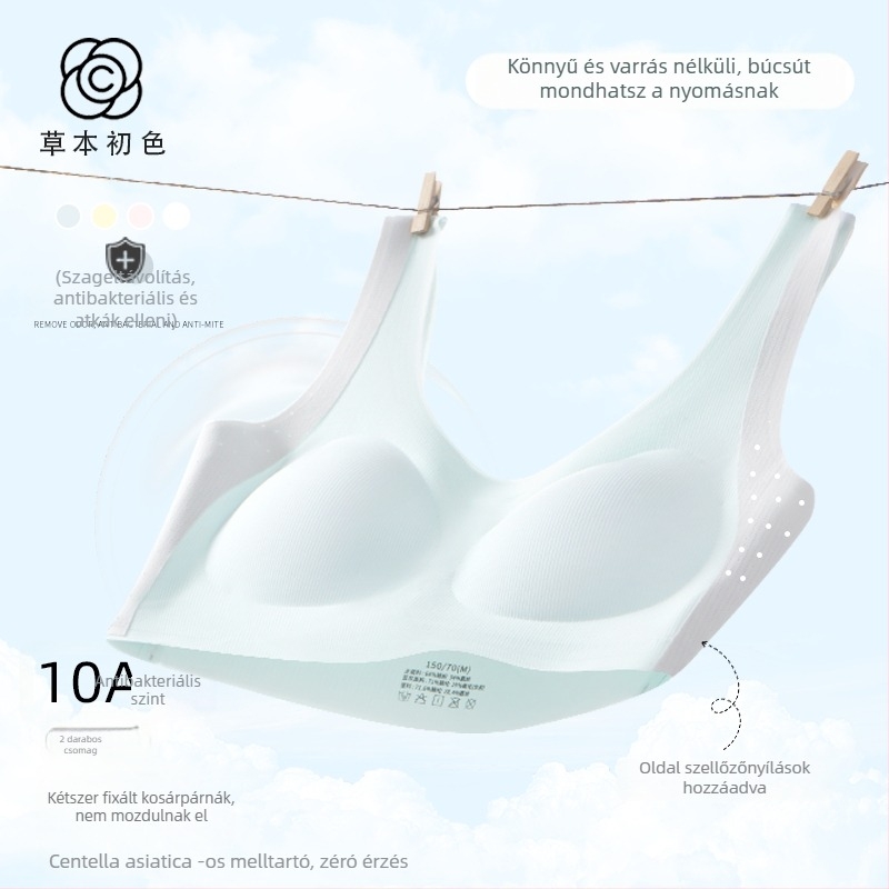 Lányoknak tervezett mellény-stílusú melltartó, nylonból, teljes kosár, vékony formázott kosár habbetéttel, rögzített dupla vállpántok, 12–15 éveseknek