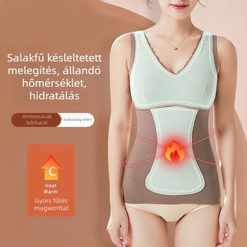 Női őszi-téli Derong bársony önmelegítő termo felső, bolyhos bélés, csipke, V-nyak, dupla réteg