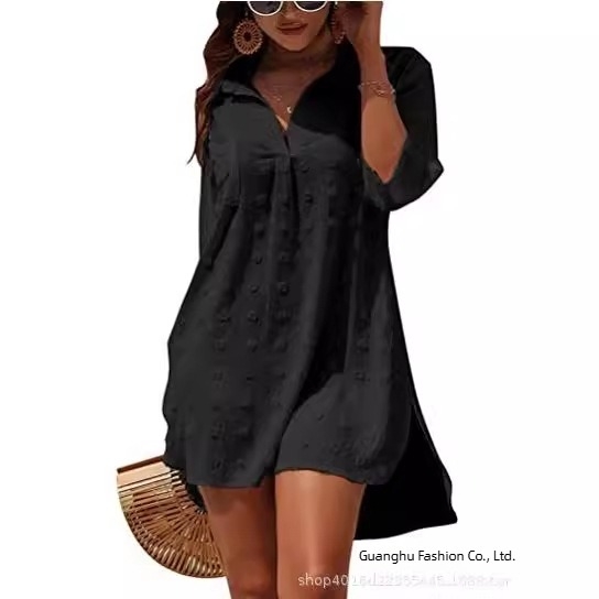 Chiffon Jacquard ing, lazább fazon, V-nyakú, fél ujjú