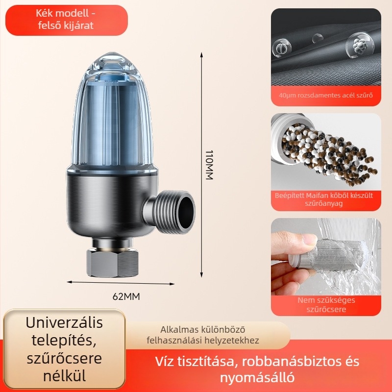 Boiler előszűrő, leszerelhető és mosható, BL-1019 modell, réz test + 316 rozsdamentes acél + PC, spirálos rögzítésű telepítés