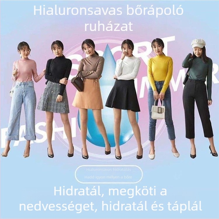 Machi Ying Női koreai stílusú karcsúsított hosszú ujjú felső, félmagas gallér, bőrbarát alapréteg, egyszínű pulóver