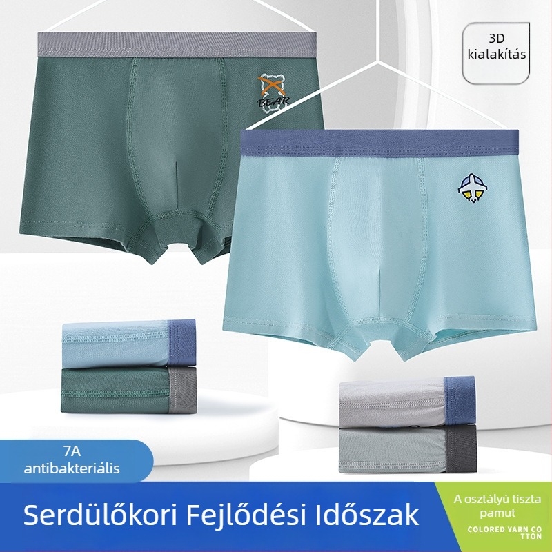 Pamut boxer rövidnadrág tinédzser fiúk számára, nagyobb méretek a növő gyerekeknek, középiskolások számára